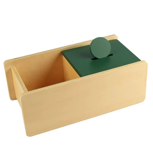 Montessori Imbucare Box with Flip Lid and Coin Slot - Toddler Material for Object Permanence and Fine Motor Skills