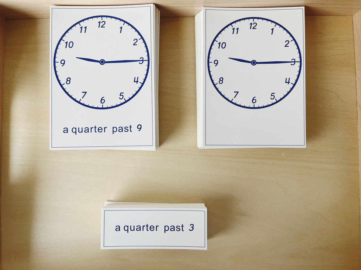 Clock Learning Cards Montessori Clock Exercise Cards - 144-Piece Telling Time Matching Set ...