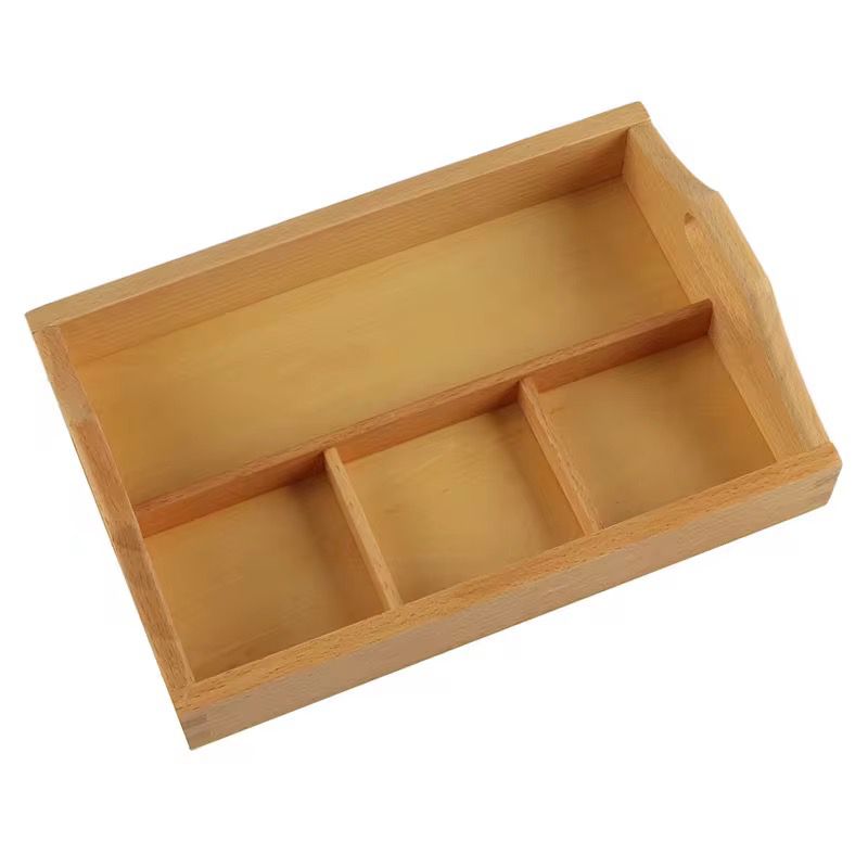 Montessori 4-Compartment Sorting Tray - Wooden Organizer for Classification Activities