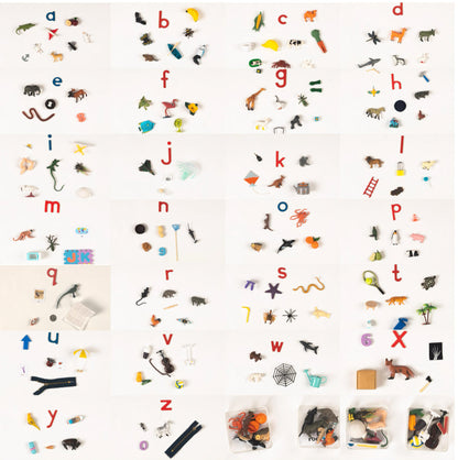 A to Z Montessori language objects full set with 104 realistic miniatures for phonics learning