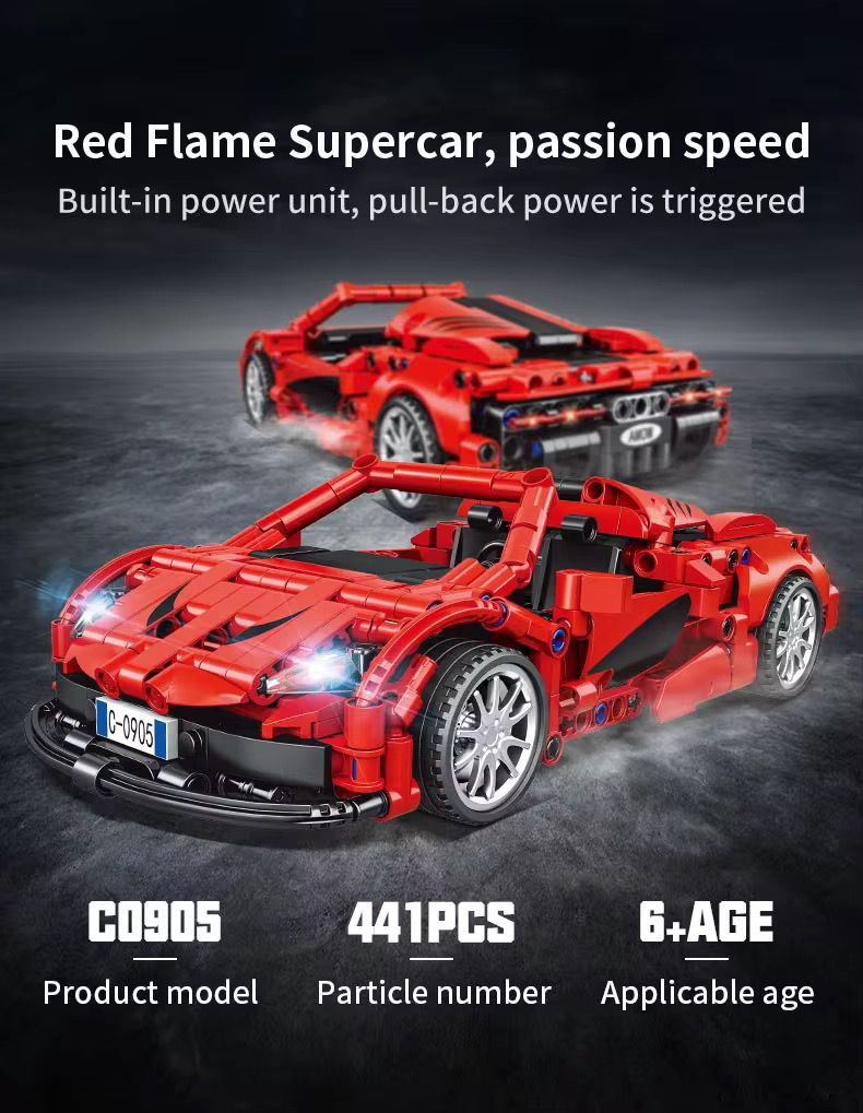 Sports Supercar Building Block Set | LEGO-Style Construction Kit | 441 pcs set