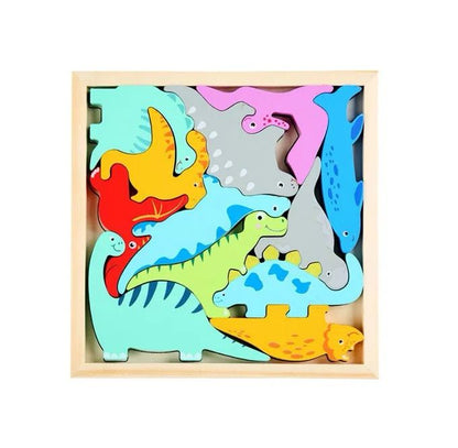 4-in-1 Wooden Animal Puzzles - Farm, Ocean, Dino and Wild Themes | Fine Motor and Cognitive Skill Builder