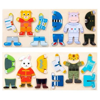 Dress-Up Puzzle – Wooden Mix and Match Animal Outfits