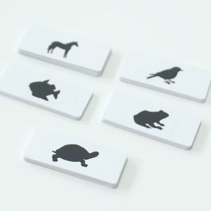 Montessori animal silhouette matching control cards designed for early zoology and observation skills