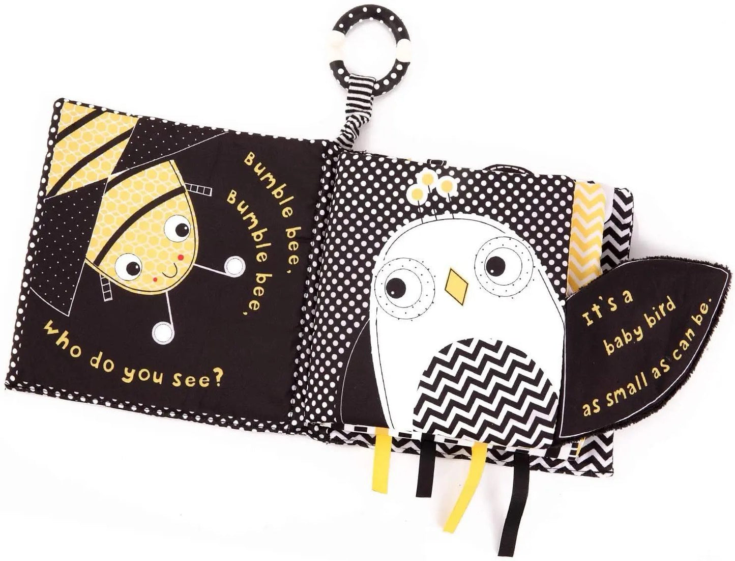 Bumble Bee High Contrast Baby Soft Book – Black and White Sensory Crinkle Book for Newborns and Infants