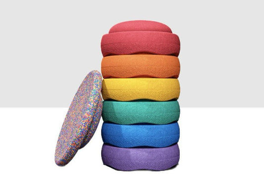 Stepping Stones (Round Rainbow) with Balancing Board | Sensory and Gross Motor Play