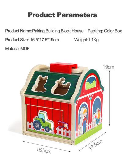 Wooden Barn Shape Sorter - Farm Animal Puzzle and Fine Motor Activity