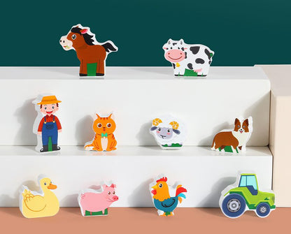 Wooden Barn Shape Sorter - Farm Animal Puzzle and Fine Motor Activity