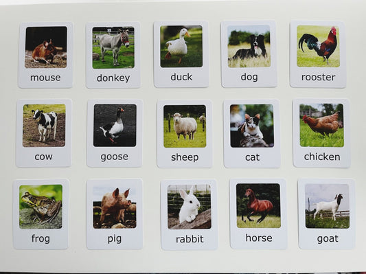 Montessori Animal Matching Set - Farm Animals - Figurines and Cards