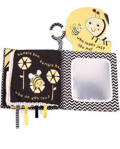 Bumble Bee High Contrast Baby Soft Book – Black and White Sensory Crinkle Book for Newborns and Infants