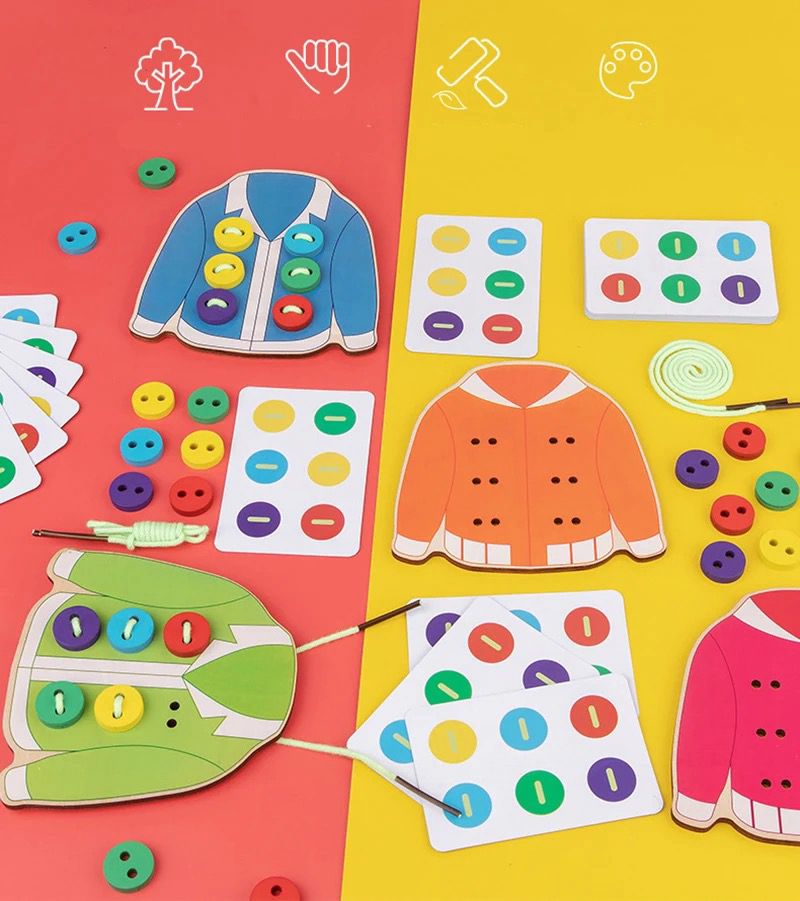 Button color sorting boards used to teach color recognition and classification skills