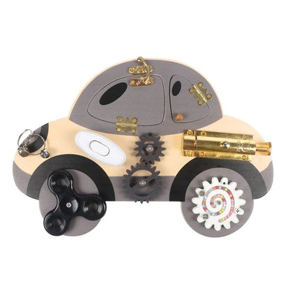 Wooden Car Busy Board - Fine Motor Skill Activity Toy for Toddlers