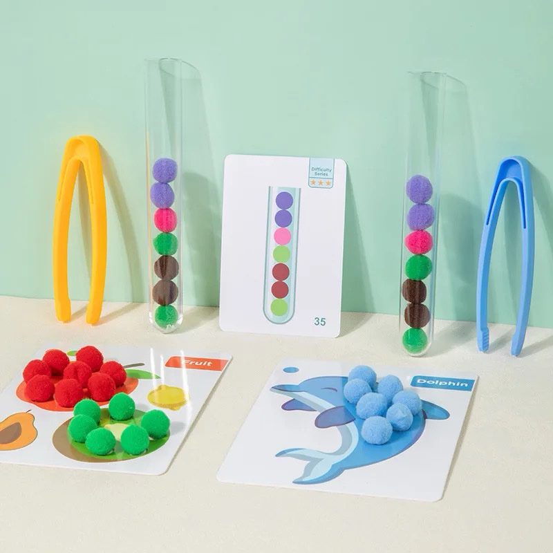 Clamp Plush Ball Sorting Activity – Fine Motor, Color Matching and Counting Game