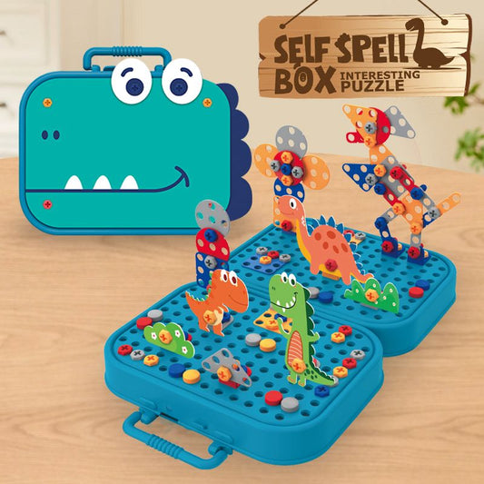 Dino Drill STEM Construction Kit - Open-Ended Building Toy with Electric Screwdriver for Kids