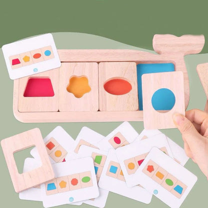 Whale-Shaped Montessori Puzzle – Color and Shape Sorting Wooden Activity for Toddlers