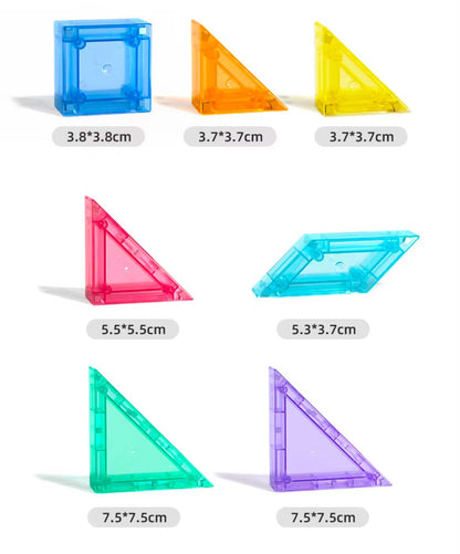 Colorful magnetic tangram STEM building set for creative problem solving and pattern making