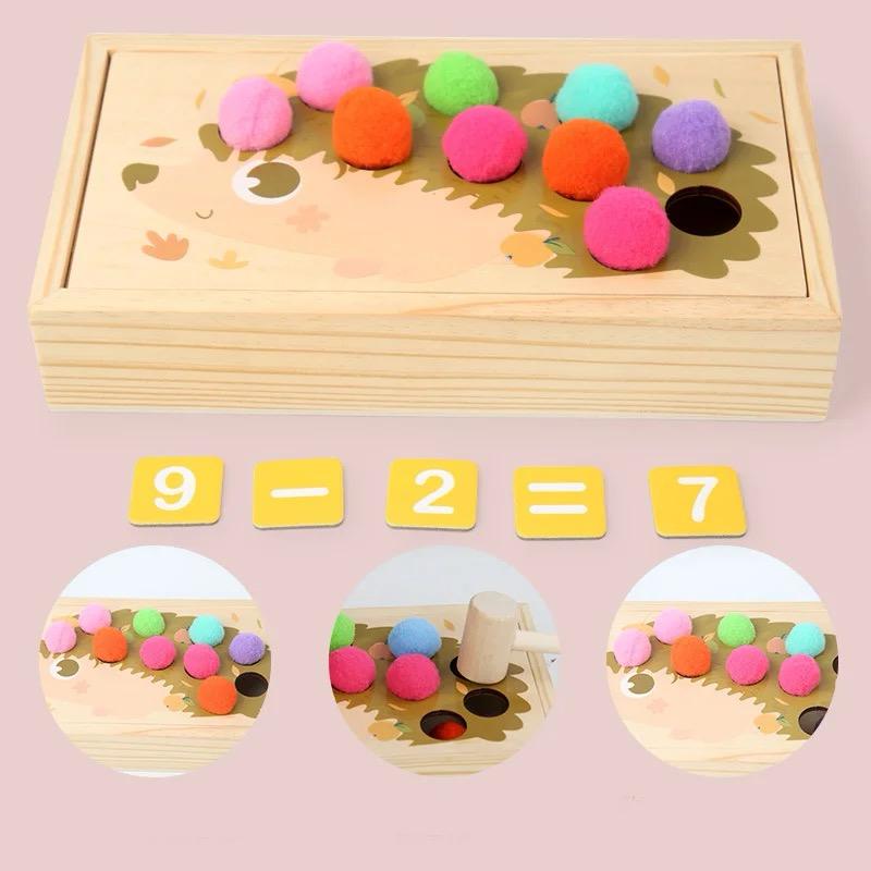 Hedgehog Pom Pom Sorting and Math Activity – Fine Motor, Counting, Pounding and Color Matching Toy