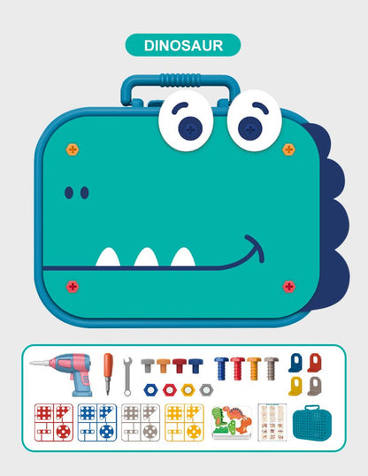 Dino Drill STEM Construction Kit - Open-Ended Building Toy with Electric Screwdriver for Kids