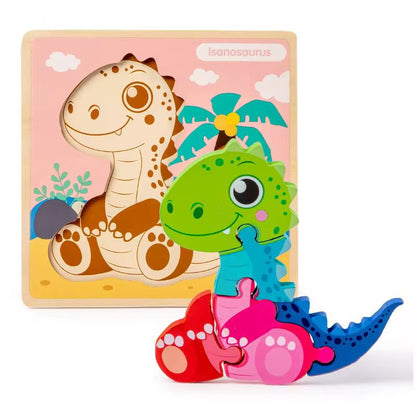 Dinosaur wooden puzzle 2 piece set educational toy for kids gifting and homeschooling