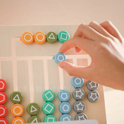 Montessori Wooden Alphabet and Pattern Matching Board – Double-Sided Educational Toy for Letter and Shape Recognition