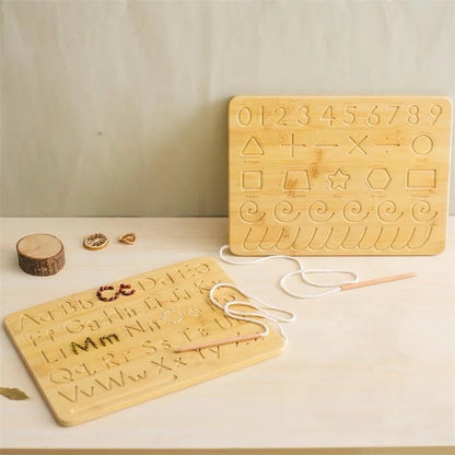 Montessori Double-Sided Tracing Board - Uppercase and Lowercase Letters and Numbers, Shapes and Lines