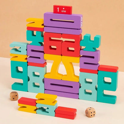Numerical Building Blocks – Double Number Wooden Set with Dice for Math, Stacking and Counting Games