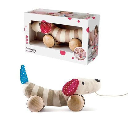 Hape Pull-Along Dog | Soft and Wooden Toy for Infants and Toddlers