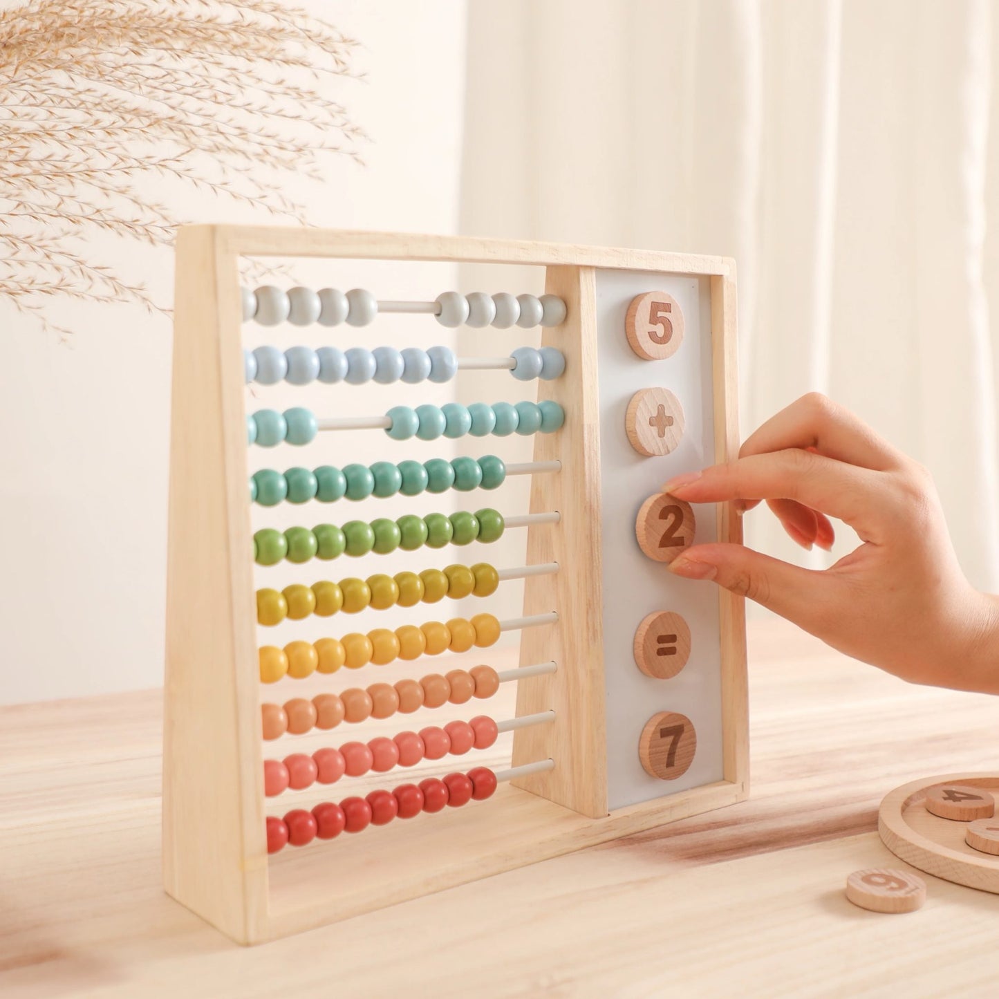 Abacus with Magnetic Chalkboard and Number Blocks – Educational Toy for Counting, Math and Fine Motor Skills