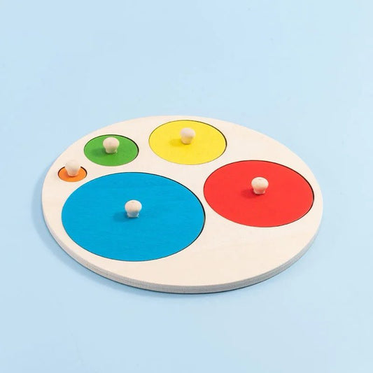 Wooden Circles Puzzle - Peg Puzzle for Size Recognition