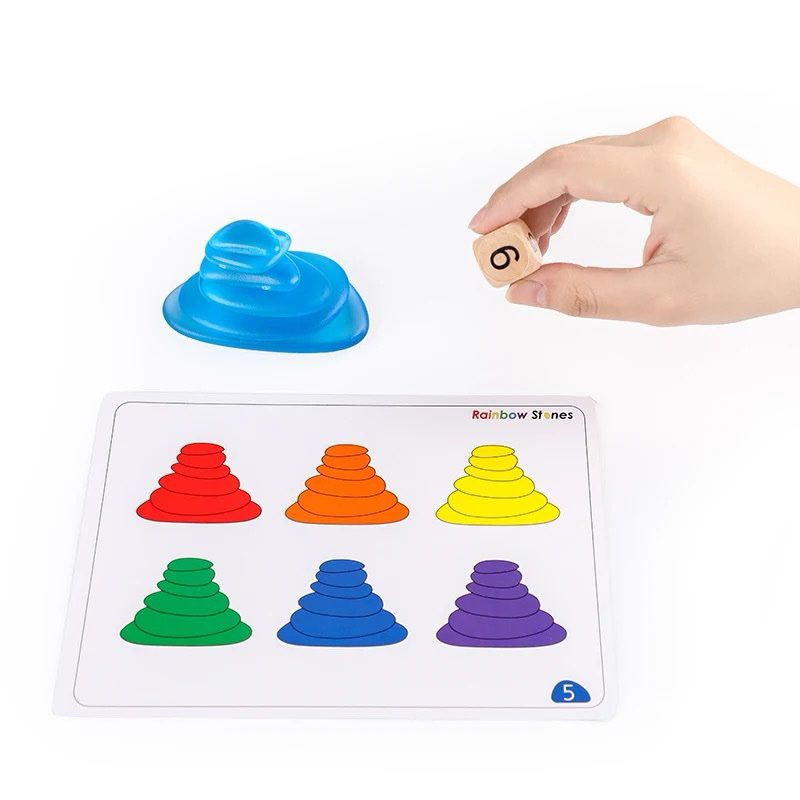 Rainbow Stones - Transparent Pebbles with Activity Cards for Fine Motor, Color Sorting and Light Table Play