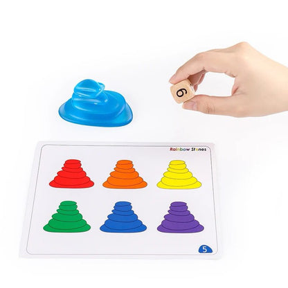 Rainbow Stones - Transparent Pebbles with Activity Cards for Fine Motor, Color Sorting and Light Table Play