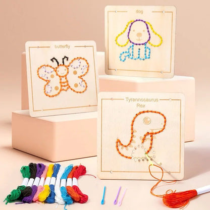 Wooden Embroidery Board Set - Sewing Practice for Fine Motor Development