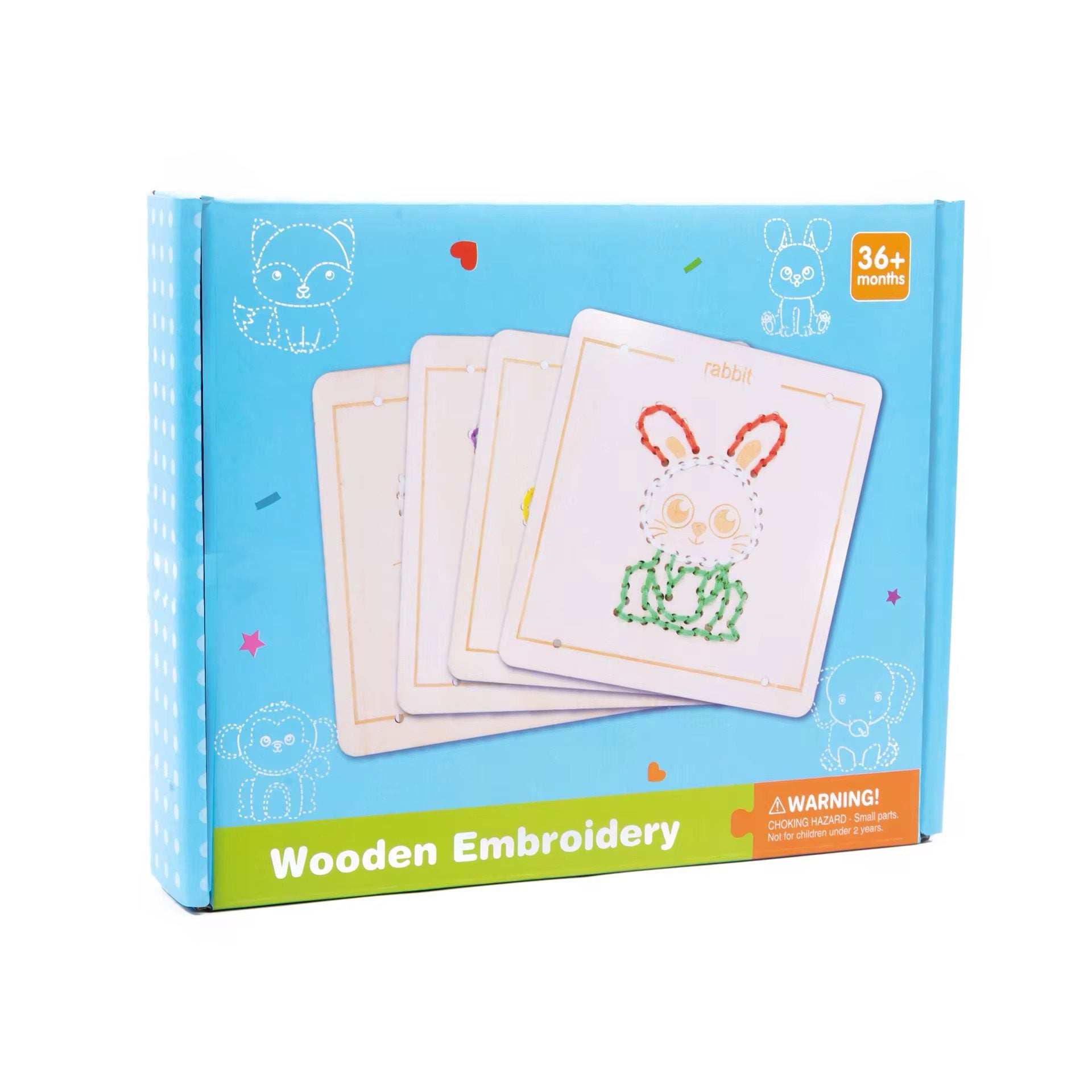 Wooden embroidery board set organized for classroom or home fine motor learning activities