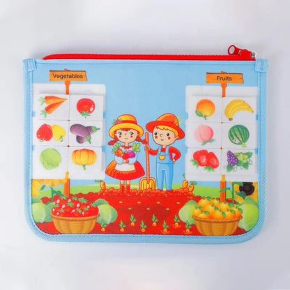 Felt Busy Board for Toddlers – Practical Life Skills Travel Toy with Space, Mermaid and Dino Themes