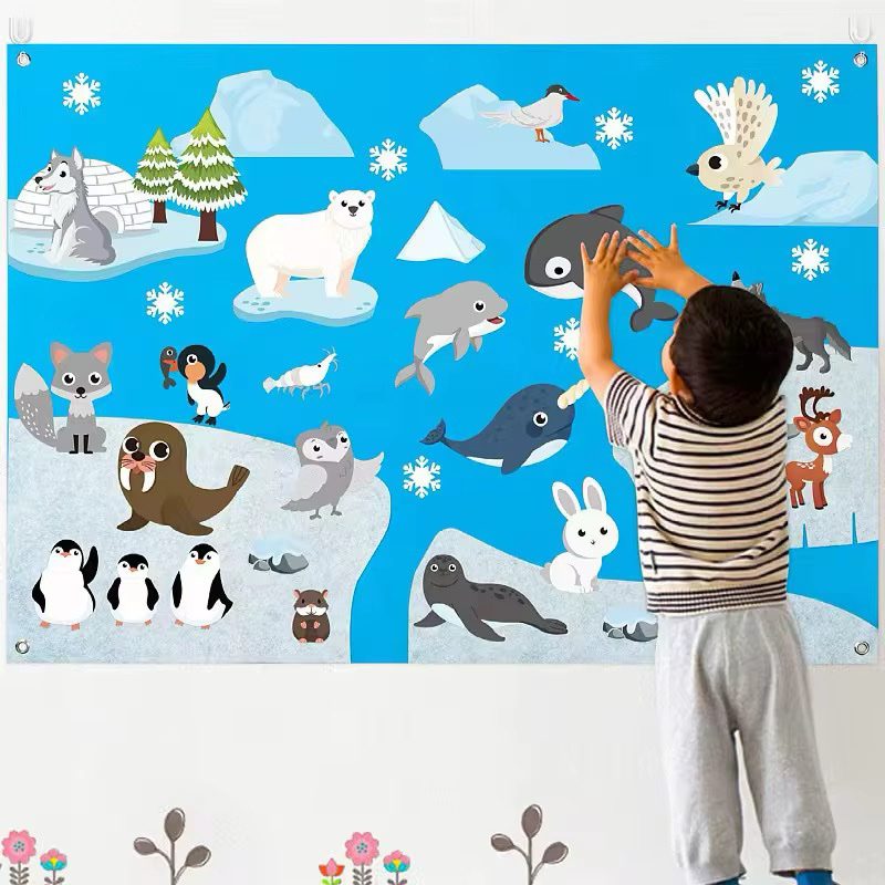 Polar Animals Felt Busy Board | Arctic and Antarctic Sensory Board for Toddlers, Preschoolers and Daycares