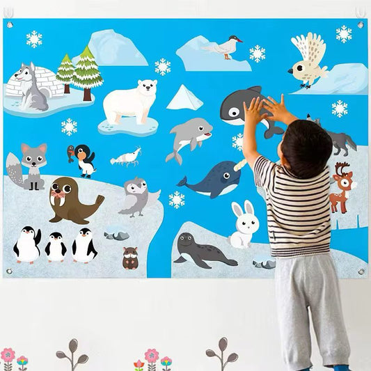 Polar Animals Felt Busy Board | Arctic and Antarctic Sensory Board for Toddlers, Preschoolers and Daycares