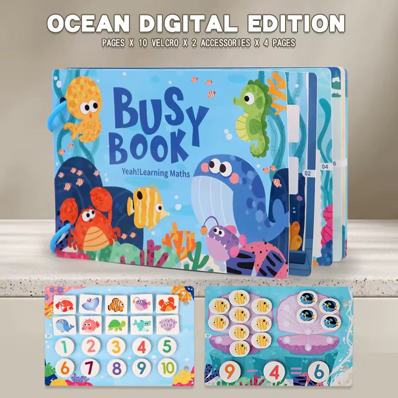 Mini Busy Book - Ocean Math Theme | Learn Numbers, Counting and Fractions with Underwater Fun
