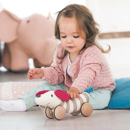 Hape Pull-Along Dog | Soft and Wooden Toy for Infants and Toddlers