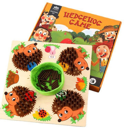 Hedgehog wooden math game for teaching addition and subtraction to toddlers and preschoolers