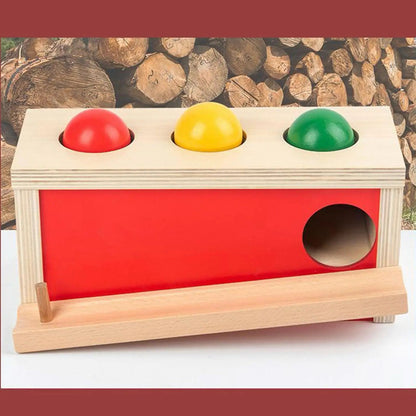 Montessori Object Permanence Box - Wooden Ball Push and Slide Toy for Infants and Toddlers