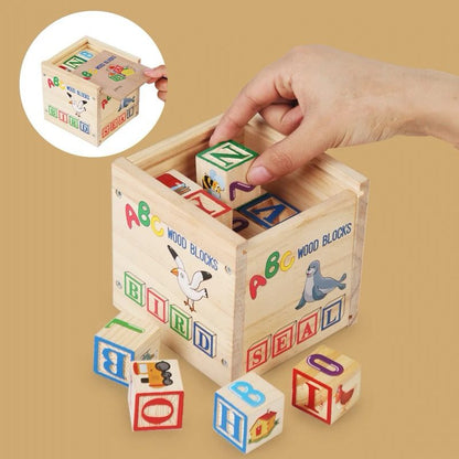Wooden Alphabet Blocks – Classic ABC Stacking and Learning Toy with Storage Box
