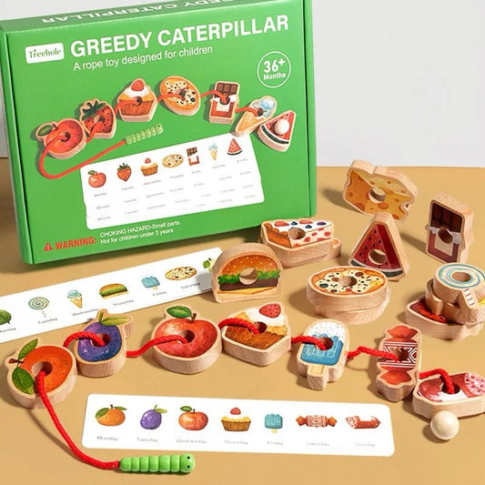Hungry Caterpillar Lacing Toy – Montessori-Inspired Fine Motor and Sequencing Activity