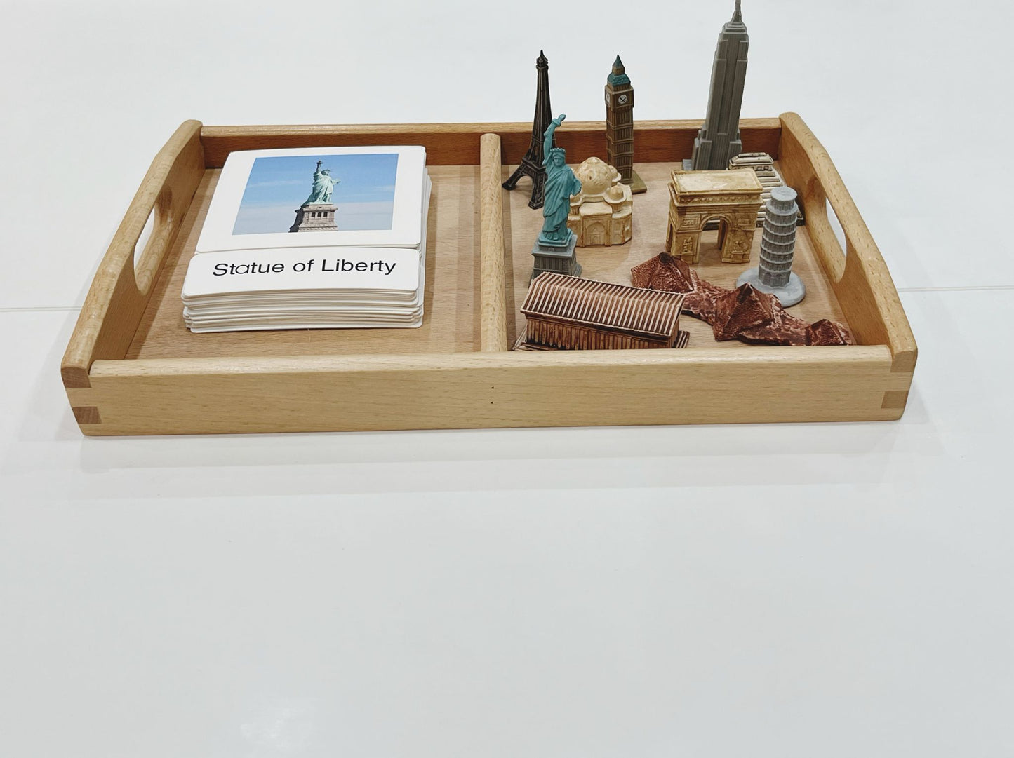 Montessori Classification Set - World Landmarks - 3-Part Cards (Classified Cards) with Mini Objects