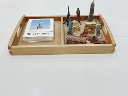 Montessori Classification Set - World Landmarks - 3-Part Cards (Classified Cards) with Mini Objects