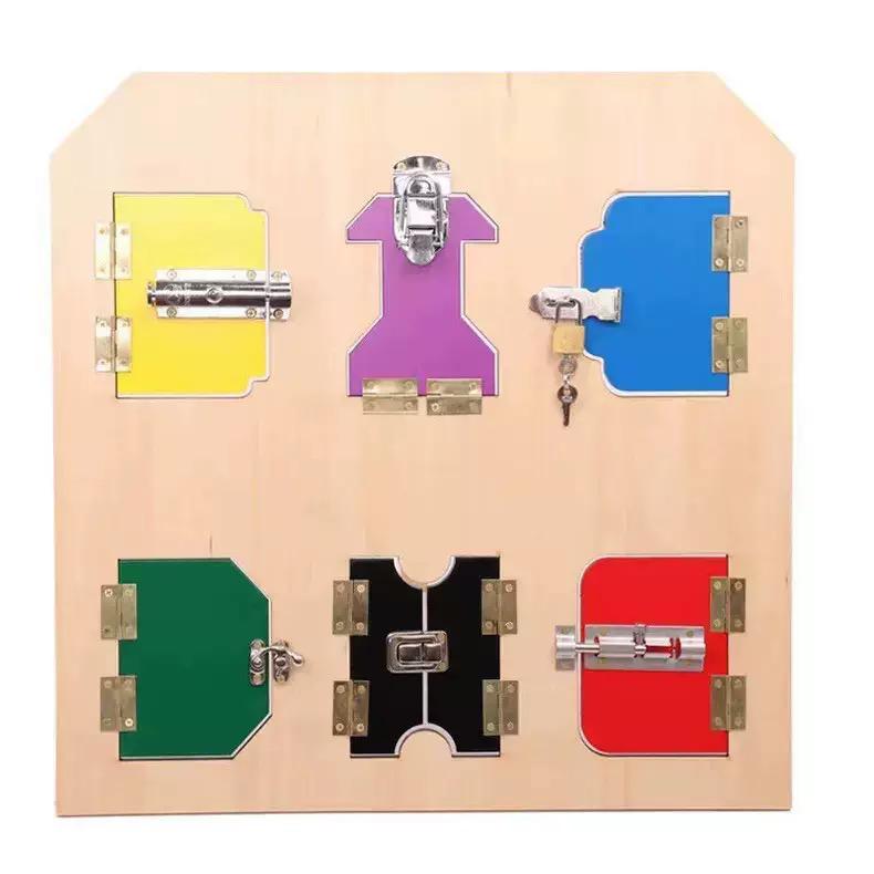 Montessori latches board with multiple locks