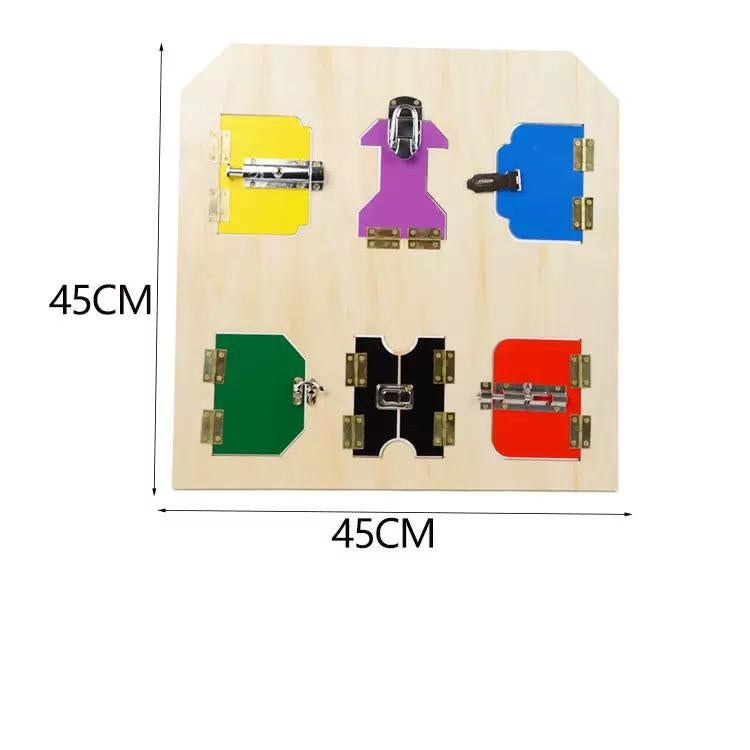 Toddler lock and latch practical life board