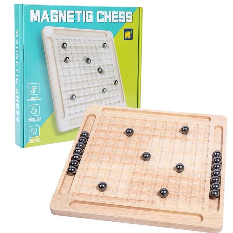 Magnetic Marble Logic Board Game – Wooden Hand-Eye Coordination Puzzle for Kids and Adults