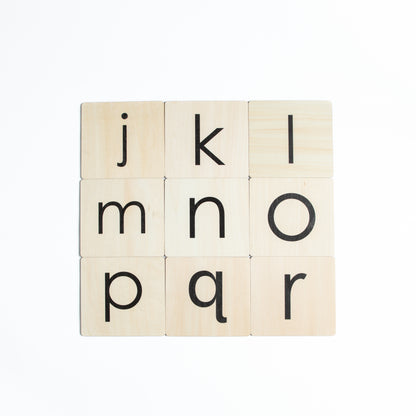 Lowercase alphabet cards for Montessori language and sound recognition