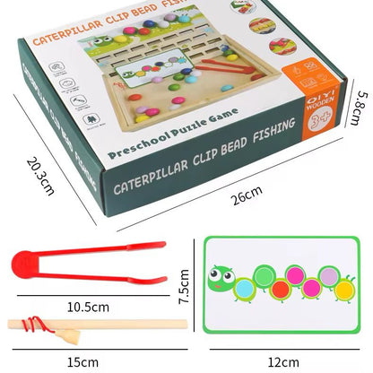 Magnetic Alphabet Fishing and Caterpillar Bead Sorting Game – Montessori-Inspired Activity for Letter Recognition, Sorting and Fine Motor Skills