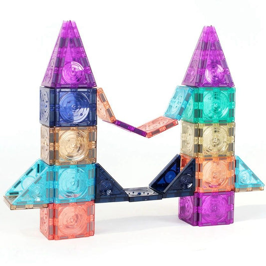 Magnetic Tiles – (56 and 136 PCS) – Open-Ended STEM Learning and Construction Play